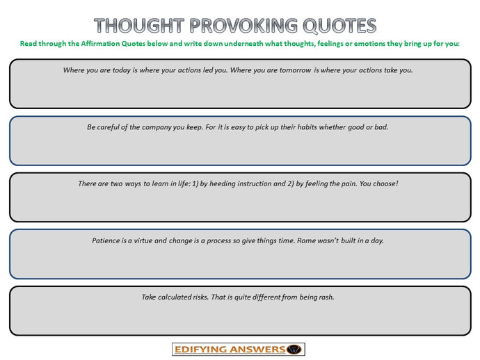 Thought Provoking Quotes - Edifying Answers