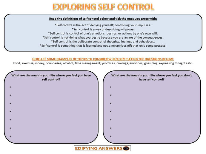 Exploring self control - Edifying Answers