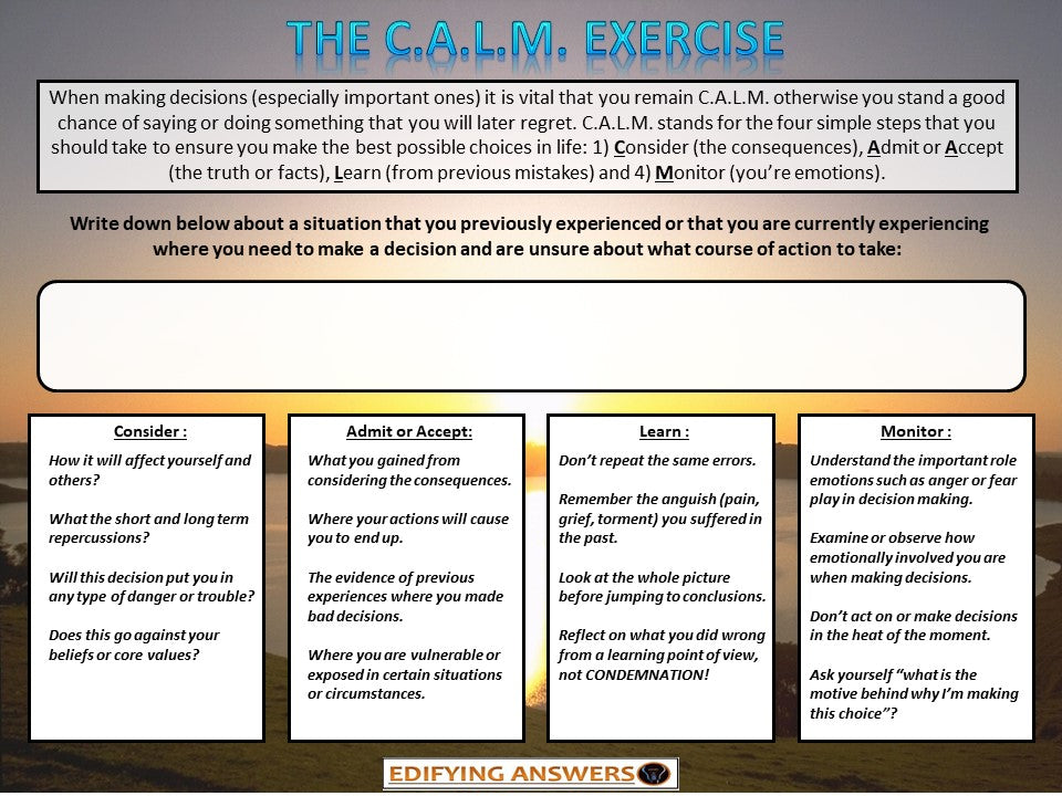 The C.A.L.M. Exercise - Edifying Answers